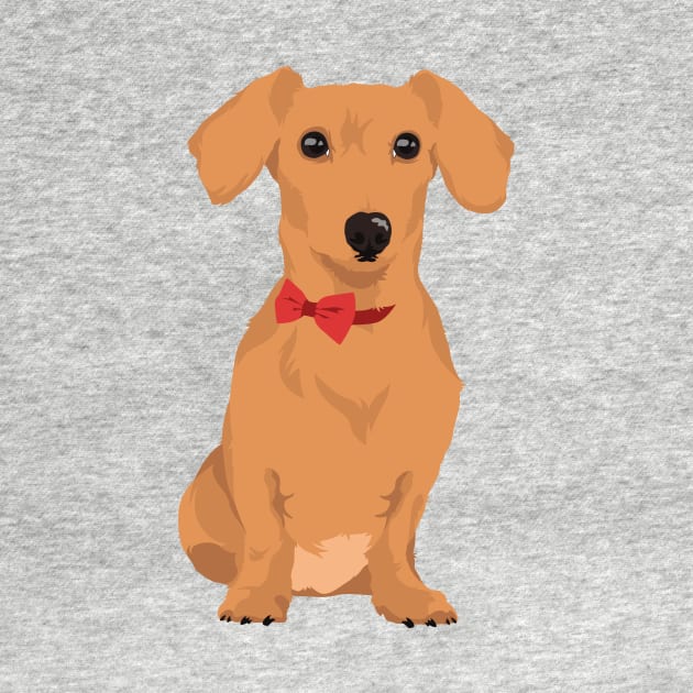 Sweet Tan Dachsund with Neck Ribbon T-Shirt for Dog Lovers by riin92